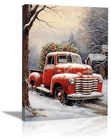 SHYAMIC Bilder Weihnachten Leinwandbild Kunstdruck, Weihnachtsdekoration Wandbild X-Mas Fenster Fotodruck Kunstdruck Leuchtbild, Weihnachten Winteridylle Effekt - 60x90cm Gerahmt