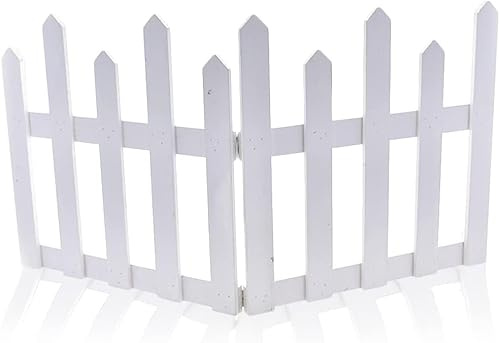 Steccato Natalizio in Legno Recinzione Albero di Natale Picchetto, BIANCA con Effetto Naturale, Staccionata Natalizia con chiusura, pieghevole, Recinzione da giardino (40 cm - lunghezza 160 cm)