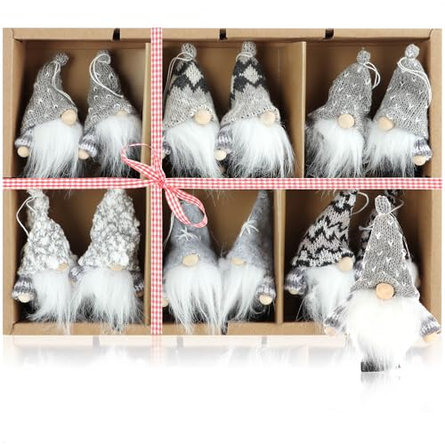 com-four® 12x Premium Weihnachtsbaum-Anhänger Wichtel - Wichtelfiguren-Anhänger als Geschenkanhänger - schwedisch-skandinavische Deko-Trolle