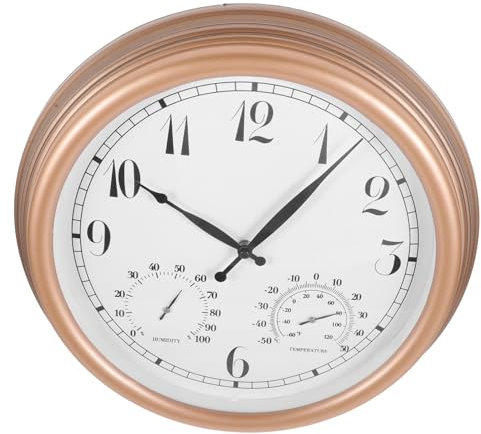 Warmhm Digitaler Wanduhr Mit Thermometer Für Außenbereich Garten Und Terrassen-Display Außenuhr Mit Feuchtigkeitsanzeige Präzise Und Wettermessung