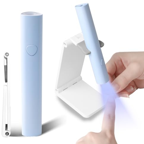 ANGNYA Lampada UV LED Unghie,Fornetto Unghie Semipermanente con Supporto,Mini Lampada UV LED Unghie Macaron Senza Fili 3W, USB Ricaricabile e Portatile per Unghie Adesive Gel Azzurro…