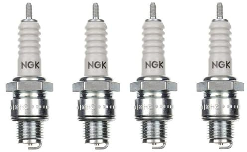 4x Zündkerze B6HS Kurzgewinde passend für Piaggio Vespa Ciao, Boxer, Bravo, Si, EC1, V50, N, Special, PK 50, P, PX – Mofa Moped Zündkerzen Set – 4 Stück