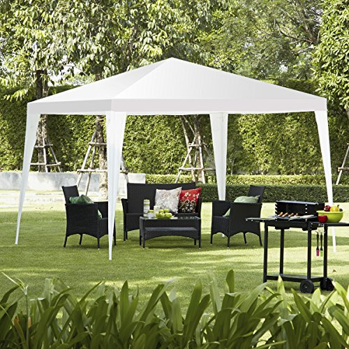 GOPLUS Tonnelle 3x3 M Baches Amovibles et 2 Fenêtres Décoratives, Gazebo de Jardin Rapide à Installer, Pavillon Pliable Convient pour Marché,Fête Plage (3x3M-Sans Bâhces)