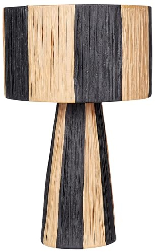 Beliani Lampe à poser Boho Raphia Noir et Beige Welmel