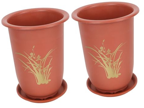 Pot de Plantation pour Orchidées en Plastique, 2 Sets, avec Plateau