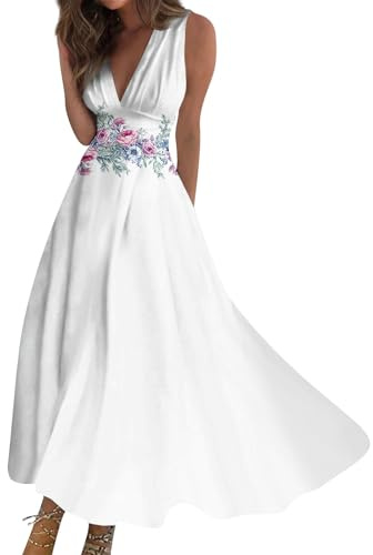 Dames Soirée De Mariage Robe D’invité Rayures Vintage Imprimé sans Manches Col en V Robe Sexy éTé Hawaï Beach Party Robe Longue Bohème Tailles S à 3XL