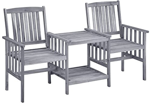 KTHLBRH Gartenstühle mit Teetisch und Kissen Massivholz Akazie Terrassenmöbel-Sets Outdoor-Möbel-Sets Gartenmöbel-Sets für Gärten, Terrassen und Balkone
