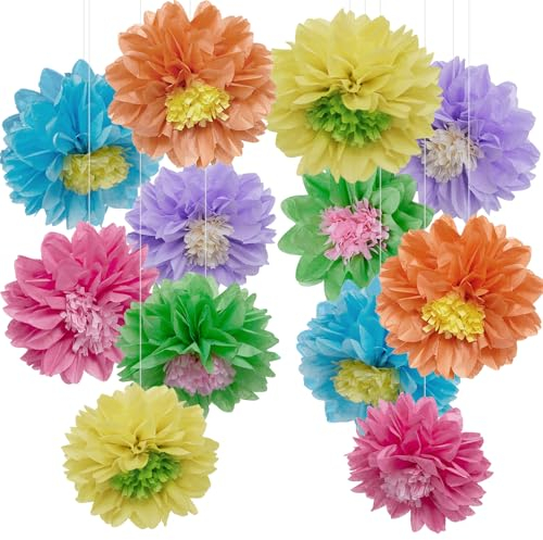 YBwanli papierblumen, hawaii party deko, gartenparty deko, sommer deko, pompons deko bunt seidenpapier, karneval fasching deko,bunt babyparty deko,Wo Eleganz auf Farbe trifft