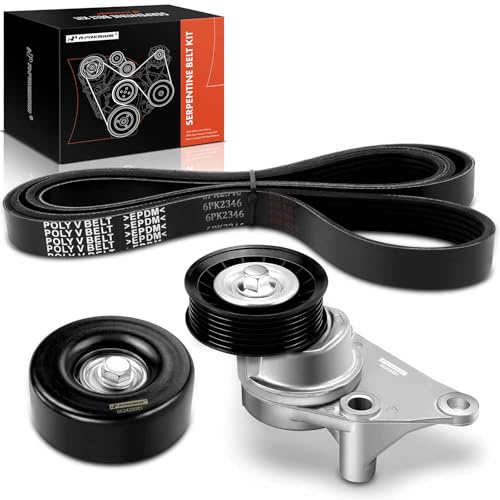 A-Premium Engine Serpentine Belt Drive Kit Compatible with Chevy, GMC, Cadillac, Buick, Isuzu & Saab Vehicles - 2002-2009 - Silverado 1500, Express, Tahoe, Savana, Sierra, Yukon, Escalade, 9-7x & More