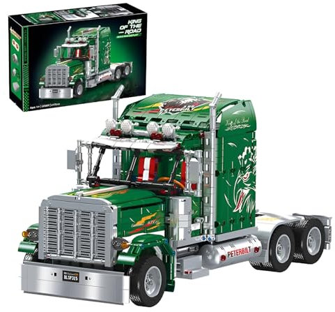 Fuleying Technik LKW Bausteine Bausatz, 2105PCS Traktor LKW Modell Klemmbausteine, Simulation Fahrzeug Sammelbau Spielzeug Display für Jugendliche und Erwachsene (Grün)