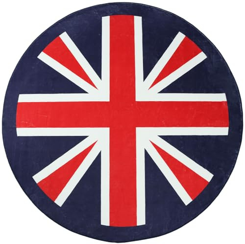 Betadistor Alfombras redondas para sala de estar, tamaño grande, 120 cm, con patrón de la bandera británica, antideslizante, 401-01120