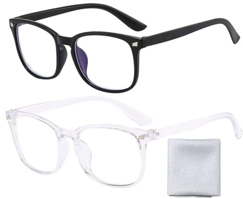2 Stück Anti-Blaulicht-Brille Und 1 Stück Brillentuch, Lesebrille, Anti-Ermüdungsbrille, Computerbrille, Blaulicht-Schutzbrille, Blendschutzbrille, Modische Brille