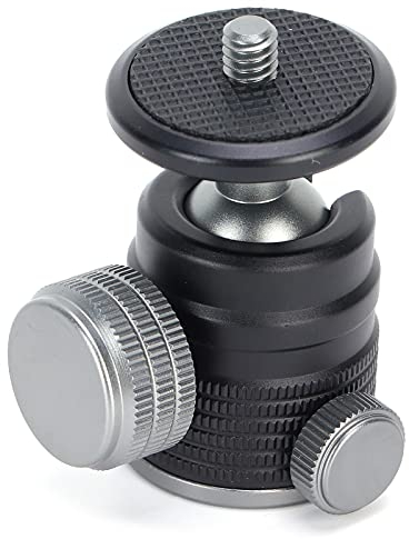 TIKATARER Kugelkopf, 360 Grad Drehbar, Kugelkopf, Blitzschuh-Montageadapter, Stativ-Kugelkopf mit 1/4-Zoll-Stativschraubenkopf für DSLR-Kamera, Stative