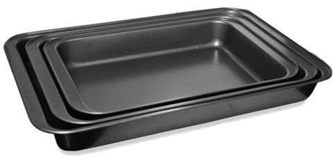 PNJB 3Pcs Deep Rectangle Baking Tray, Nontoxic Cookware, Heat Resistant and Rust-Less, Nonstick and Dishwasher, Nonstick Rectangular Bake Pan,