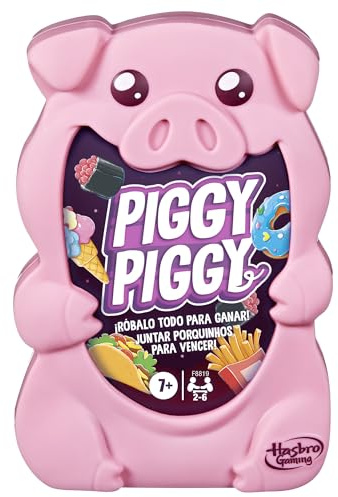 Hasbro Gaming Piggy Piggy, Juego de Cartas, 2 a 6 Jugadores, Planes al Aire Libre, Familia y Amigos, Regalo para Niños y Niñas de 7 Años o Más, Cerditos y Cabras