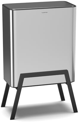Klarstein Yuma Mülleimer - 30L Abfalleimer mit Geruchsfilter, Druckknopf, Herausnehmbarer Inneneimer, Stilvolle Füße, Edelstahl - Mülleimer Küche