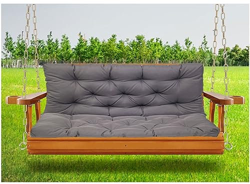 Wasserdichtes, dunkelgraues Schaukelstuhl-Sitzkissen, Ersatz-Banksitze mit Rückenlehne für Terrasse, Veranda, Möbel, passend für 2 bis 3 Personen, Größe: 119,9 x 100,1 cm