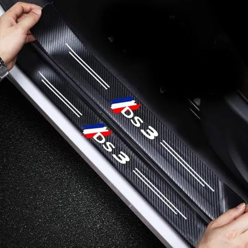 4 Pièces Protection Seuil de Porte de Voiture pour Citroen DS3, Autocollant en Cuir de Fibre de Carbone Plinthes pour Auto (DS3)