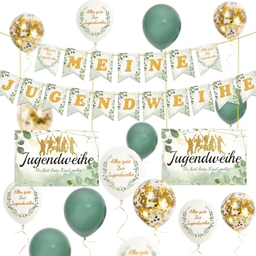 YBwanli Jugendweihe Deko Junge & Mädchen, Alles Gute zur Jugendweihe Gastgeschenke, mit Latexballons Banner Schild, Jugendliche Schenken Personalisierte Geschenkideen, Party Tischdeko