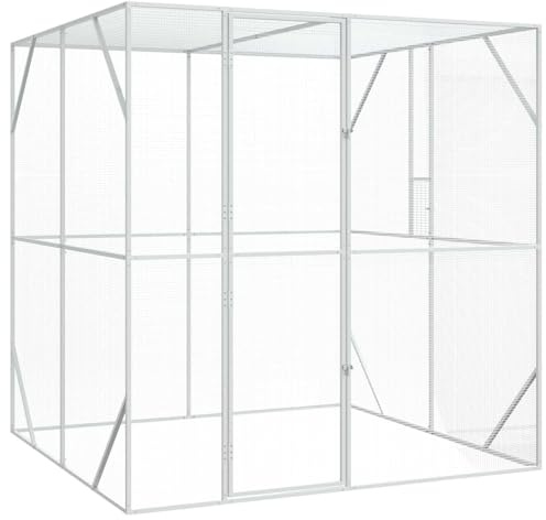vidaXL Vogelkäfig Anthrazit 209 x 202 x 214 cm Verzinkter Stahl | Hält ordentlich was aus, Besonders rostresistent, Genug Platz für Vögel, um ihre Flügel auszubreiten