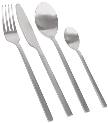 Argon Tableware 16 Piece Silver Stainless Steel Cutlery Set – Classic Polished Dining Set for 4 People with Knives, Forks, Spoons & Teaspoons – Dishwasher Safe Elegant Tableware