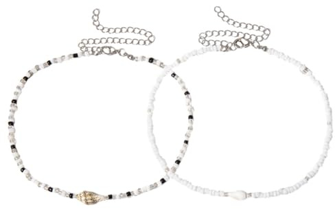 BESPORTBLE 2 Stück Muschel Perlenchoker Halskette Verstellbar für Damen | Strand und Sommerstil, Geeignet für Urlaub und Küstenmomente, Schlichtes, Tropisches Accessoire