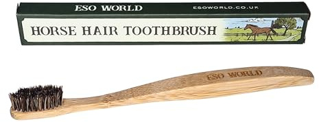 ESO WORLD | Horsehair Toothbrush | Natural Bristle Toothbrush | 100% Horsehair & Bamboo | Plastic-Free & Glue-Free | Eco-Friendly Biodegradable
