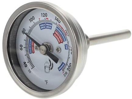 HOLIDYOYO Termometro Per Vino in Acciaio Inossidabile Filettatura Per Bollitore e Fermentazione Preciso e Resistente