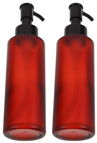 PRETYZOOM 2 Pièces Lot de Flacons Pompe Verre Ambré pour Huile Démaquillante Rechargeable Bouteille Étanche Couleur Rouge Vin pour Lotion Shampooing et Soins Cosmétiques