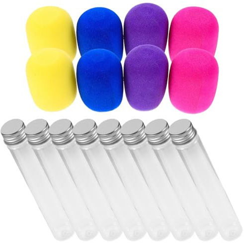 Toyvian Lot de 8 Tubes de Microphone Rempli de Bonbons Colorés en Plastique Léger et Portable pour Accessoires de Karaoké Garçon et Filles Fêtes d'anniversaire