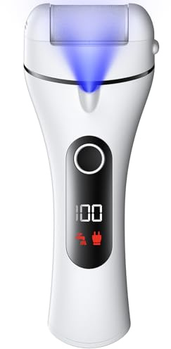 Ehomfory Pedicure Elettrico Professionale Piedi, Set Calli Rimozione Ricaricabile, Raschietto Elettrico per Calli con 3 Marce, con 3 Rulli di Ricambio e Illuminazione, Kit Pedicure