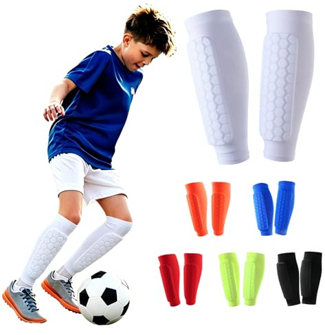 Fancysky 1 Paire de protège Tibia Foot Enfant, Shin Pads Respirants et Anti-Chocs pour garçons et Filles, idéals pour Le Football, Le Basketball, Le Cyclisme et l’Escalade