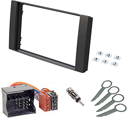 Audioproject A161 - Autoradio Doppel DIN Radioblende SET kompatibel mit FORD C-Max S-Max Focus 2 Fiesta Fusion Mondeo Kuga Transit Radioadapter schwarz
