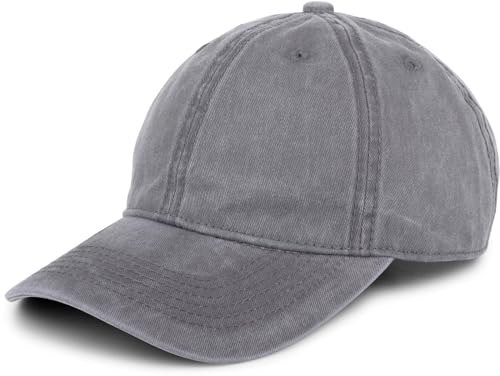 styleBREAKER Unisex baseballkeps vintage look justerbar 6-panel Cappy i tvättad look med böjd skärm bomull retro keps kvinnor och män, GRÅ, one size