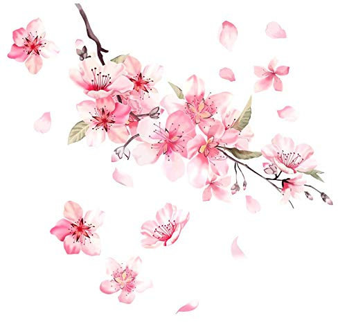 Noizzy Orientalische Kirschblüten-Autoaufkleber, wasserdicht, Blumen, Motorrad, Aufkleber, japanisches Vinyl, Liebes-Anhänger, rosa Highlight, Fenster, Automobil, Blumen-Dekor-Zubehör (M)