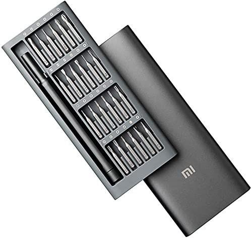 Mi Kit de destornilladores de precisión ultra 24 brocas comunes para el hogar, caja de almacenamiento de aluminio totalmente magnética, un artículo imprescindible para pequeñas reparaciones