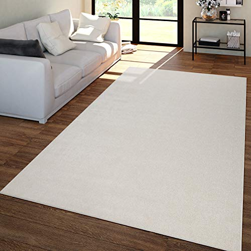 TT Home Wohnzimmer Teppich Kurzflor Unifarbendes Design Modern Und Zeitlos, Farbe: Creme, Größe:80x150 cm