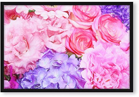 Magnifique bouquet de fleurs, poster dans un cadre photo, format : 80 x 60 cm, impression d'art encadrée