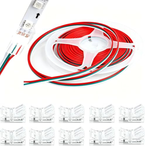 VISSQH 10 m Verlängerungskabel für LED-Streifen, 12 V, 24 V DC, 3-polig, 10 mm, für LED-Streifen WS2811 WS2812B