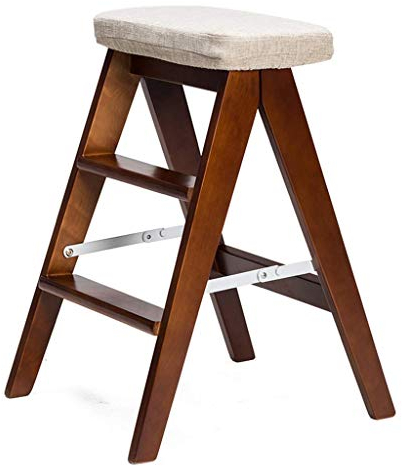 CHEMYO Taburete de Escalada para Interiores, Escalera portátil Plegable, Taburete de escalón, Silla Alta, Silla de Escalera, Asientos, Escalera de Madera, Escalera de Tijera (B)
