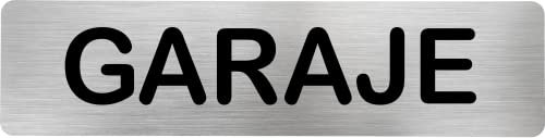 Becral® - Señal de acero inoxidable GARAJE | Placa puerta INOX | Señal informativa | Cartel Puerta 200X50mm
