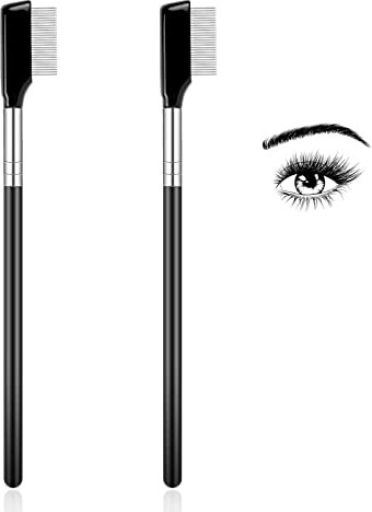 Lot de 2 peignes à cils en métal - Outil de séparation de cils - Brosse de toilettage avec dents en métal - Outil de maquillage des yeux pour femme