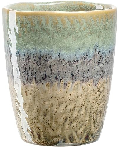 LEONARDO Matera Becher - Große Kaffeebecher aus Keramik - Inhalt 300 ml - Handarbeit - Mikrowellengeeignet, spülmaschinenfest - 1 Stück in grün/anthrazit/beige