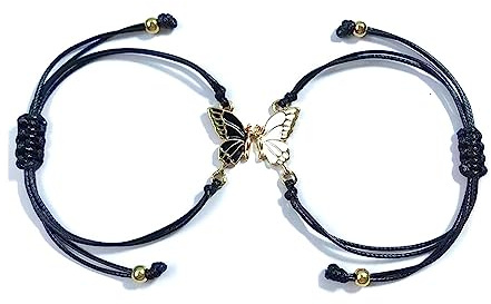 PLABBDPL 2pcs Regalo Mejor Amiga Pulsera Amistad Mujer Mariposa Joyas Pulsera Ajustable