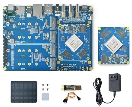 WayPonDEV CM3588 Netzwerk Speicher Modul NAS Kit, 8GB LPDDR4 2.4GHz Rockchip RK3588 Einplatinencomputer, Unterstützung 4X NVMe SSD für Home Cloud Server, 8K Video Encoder (8+64GB)