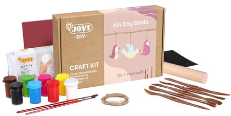Jovi | Pottery Kit for Adults and Beginners | 1.1 lb Air Dry Clay, Tempera Paints, Sculpting Tools | No Oven Needed, Non-Toxic, Step-by-Step Guide | Creative Craft Set for Home Pottery
