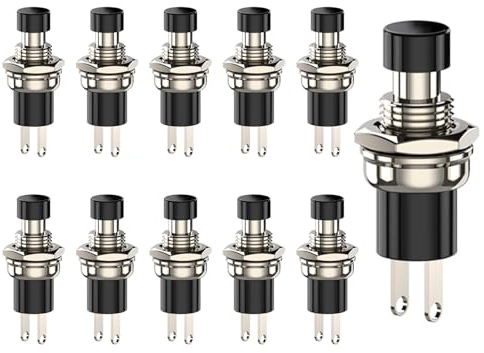 Comforty Lot de 10 mini interrupteurs momentanés à bouton-poussoir - Noir - 2 pôles - Pour modélisme ferroviaire