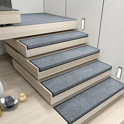 OAUKA Stufenmatten Innen 15 stück,Stufenmatten Rechteckig,Treppenstufen Matten,Treppenteppich selbstklebend Anti-Rutsch,Stufenmatten für Innen,A04,120×30×3cm