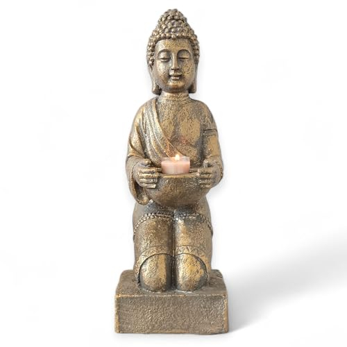 Figurine Bouddha avec photophore 39 cm (Bronze)