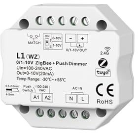 1PCS 0/1-10V Tuya Smart WiFi Zigbee LED Dimmer Controller Push Dimmer 110V 220V 230V Vita Intelligente APP Controllo Vocale (Color : Zigbee Dimmer)